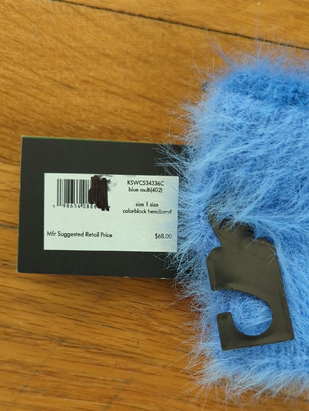 kate spade New York Blue Multi Colorblock Fuzzy Headband One Size